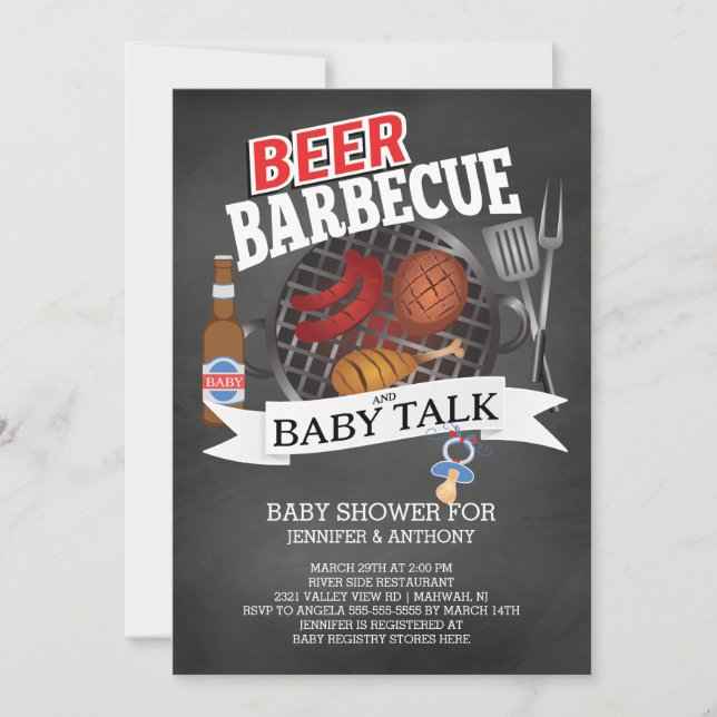 Beer Barbecue Baby Talk Baby Shower Invitation (Front)