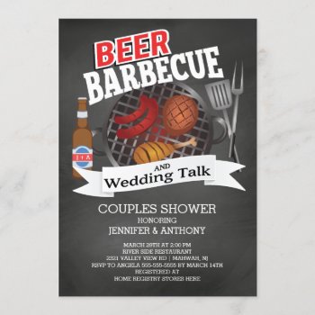 Beer Barbecue Wedding Talk Couples Shower Invitation by invitationstop at Zazzle