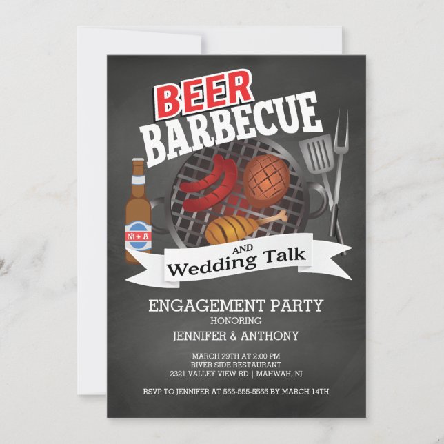 Beer Barbecue Wedding Talk Engagement Party Invitation (Front)