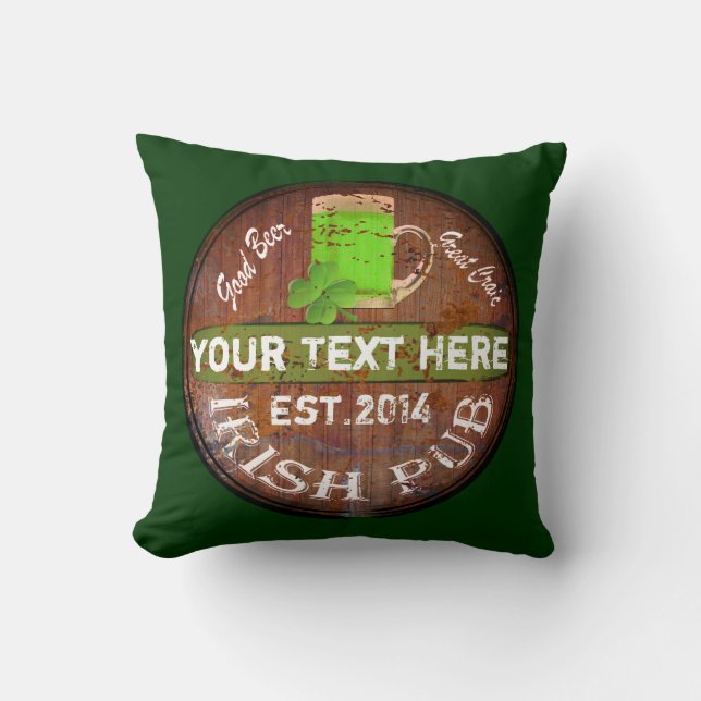 Beer barrel Irish pub Throw Pillow (Front)