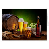 Beer barrel with beer glasses on a wooden table (Front Horizontal)
