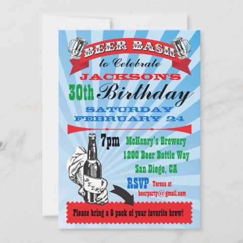 Beer Bash Birthday Party Invitations