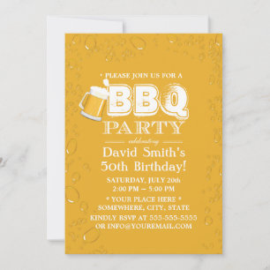 Beer & BBQ 50th Birthday Party Invitation