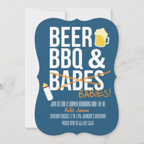 Beer BBQ  Babes Babies Dads Baby Shower Invite