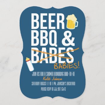Beer  Bbq & Babes Babies Dad's Baby Shower Invite by brookechanel at Zazzle