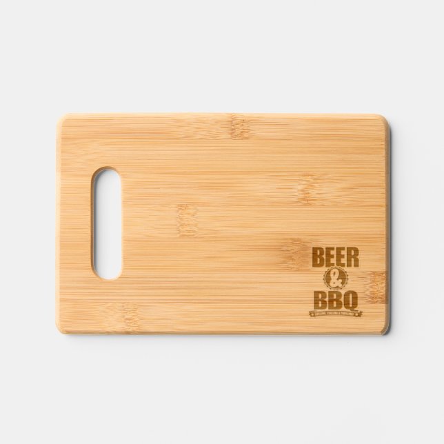 🍺🔥 “Beer & BBQ” Bamboo Cutting Board 🍖🍻 (Front)