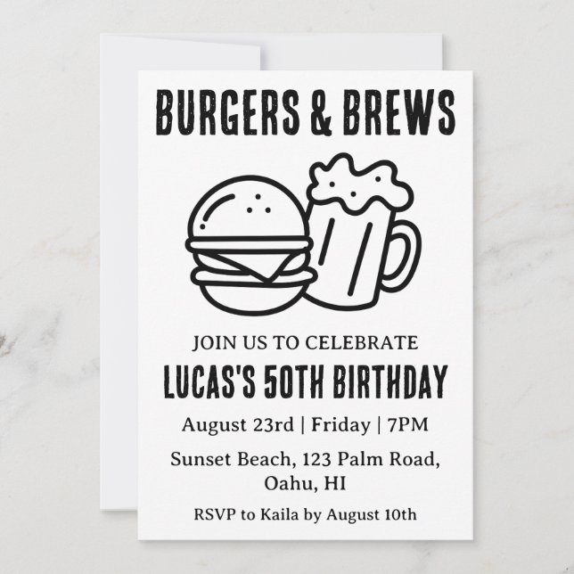 beer bbq birthday invitation (Front)