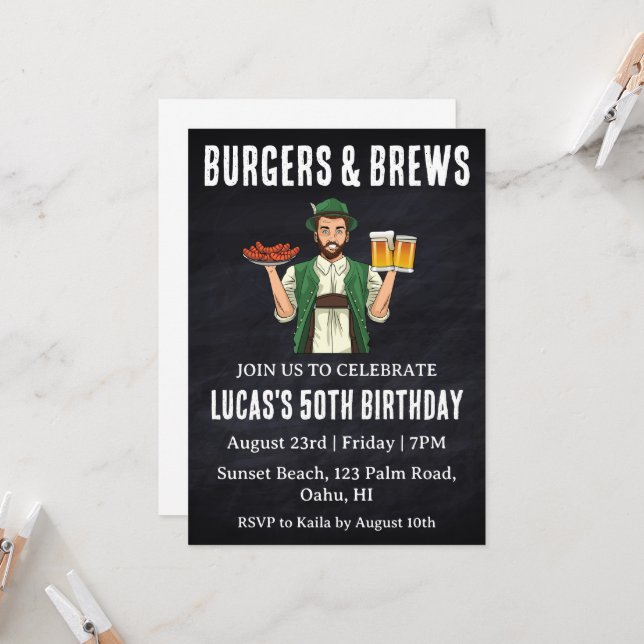 beer bbq birthday invitation (Front/Back In Situ)