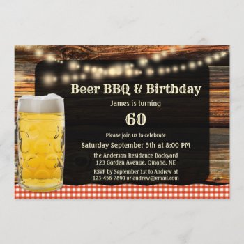 Beer Bbq Birthday Party Invitation by sunnysites at Zazzle