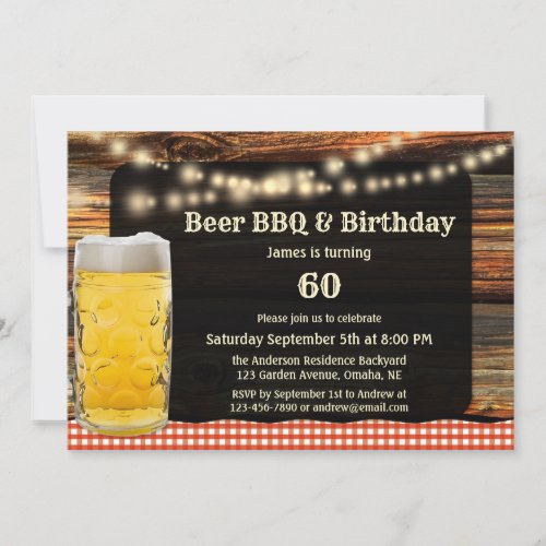 Beer BBQ Birthday Party Invitation