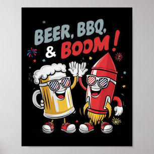 Beer Bbq Boom Funny Party Poster