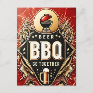 Beer & BBQ Go Together Postcard