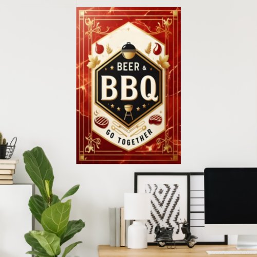 Beer  BBQ Go Together Poster