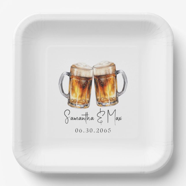 Beer & BBQ Wedding  Paper Plates (Front)
