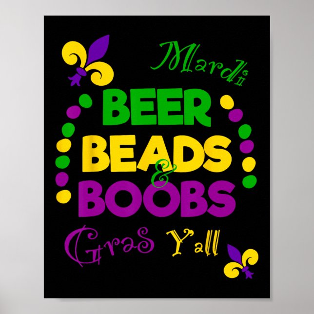 Beer Bead Breast Funny Carnival Party Men Gift Mar Poster (Front)