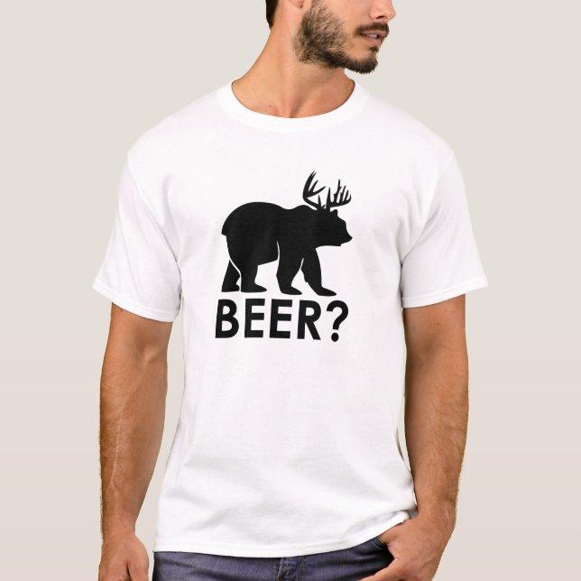 Beer Bear Dear Antlers Oktoberfest T-Shirt (Front)