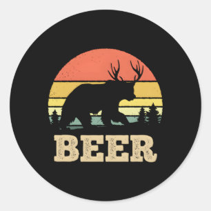 Beer Bear Deer Classic Round Sticker