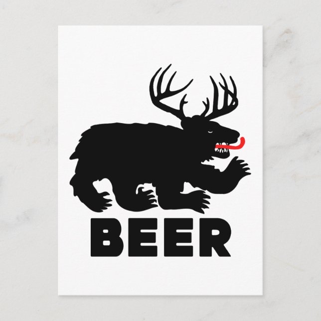 Beer -- Bear + Deer Postcard (Front)