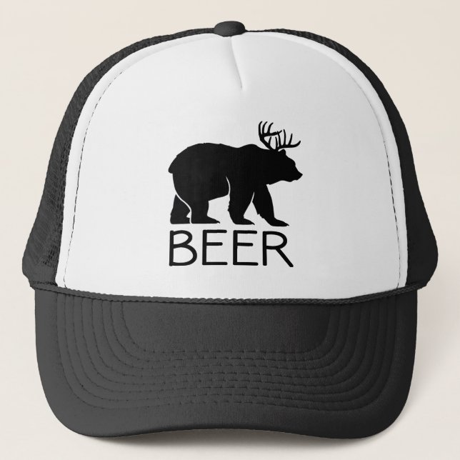 Beer Bear Funny Unique Trucker Hat (Front)