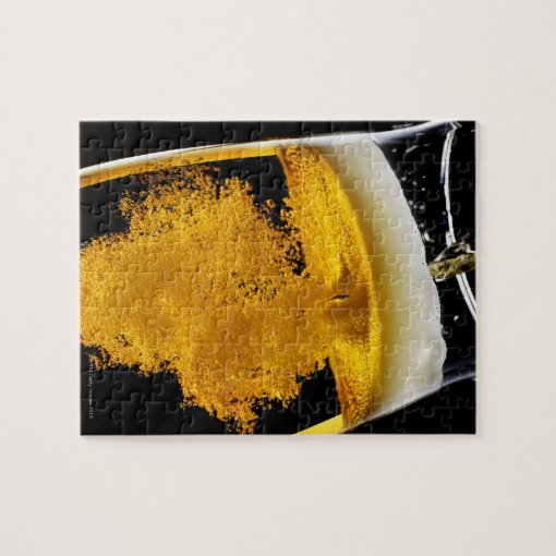 Beer been poured into glass jigsaw puzzle Zazzle