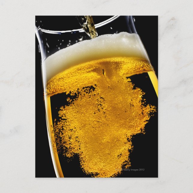 Beer been poured into glass, studio shot postcard (Front)