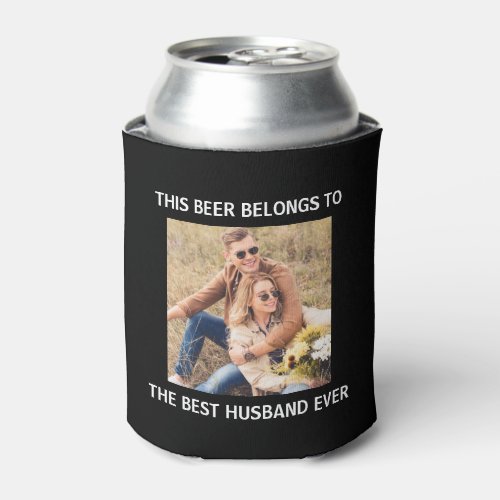 Beer Belongs To The Best Husband Ever Photo Black Can Cooler