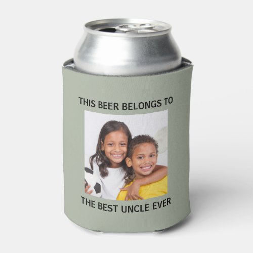 Beer Belongs to the Best Uncle Photo Green Can Cooler