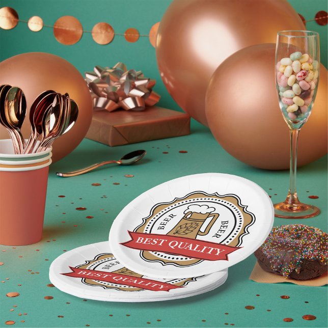 Beer Best Quality Craft Brew Badge Paper Plates (Creator Uploaded)