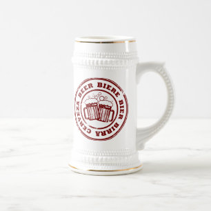 Beer, Biere, Bier, Birra, Cervzea Stamp Beer Stein
