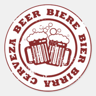 Beer, Biere, Bier, Birra, Cervzea Stamp Classic Round Sticker
