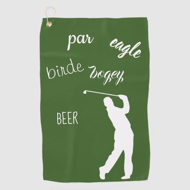 Beer Birdie Par Bogey Eagle Golfer Saying Golf Towel (Front)