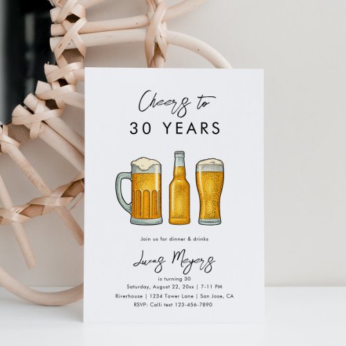 Beer Birthday Invitation  Drinks Birthday Invite