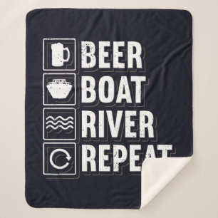 Beer Boat River and Drinking Dad Birthday Sherpa Blanket