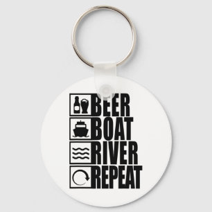 Beer Boat River Repeat Drinking River Life Keychain