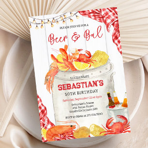 Beer & Boil Crawfish Seafood Boil Birthday Party Invitation