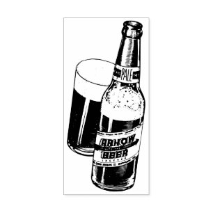 Beer bottle and glass rubber stamp