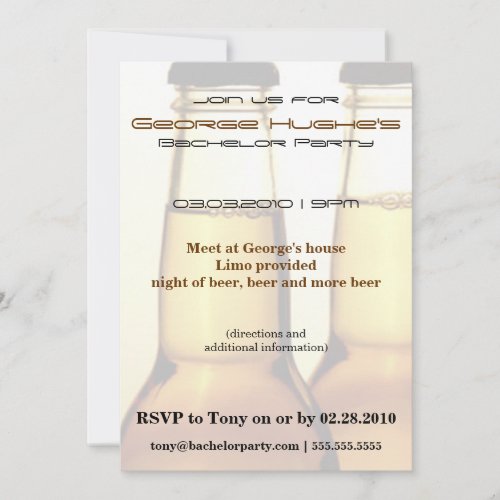 Beer Bottle Bachelor Party Invitations
