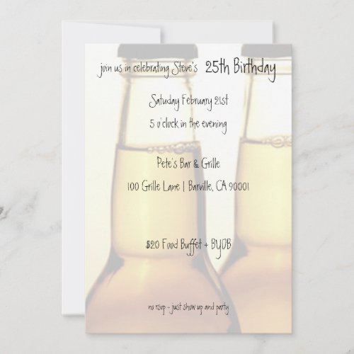 Beer Bottle Birthday Party Invitations