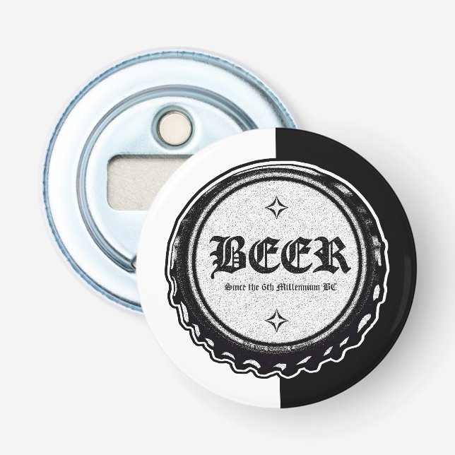BEER - Bottle Cap Black and White Bottle Opener (Front)