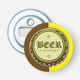 BEER - Bottle Cap Brown and Yellow Opener