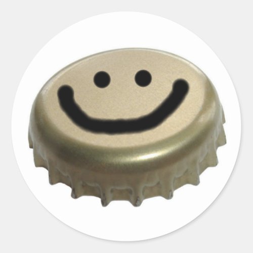 Beer Bottle Cap Face Classic Round Sticker