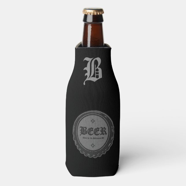 Beer Bottle Cap Gray 2 Cooler (Bottle Front)