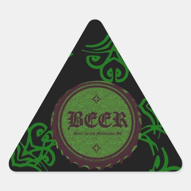 Beer Bottle Cap Green, Triangle Sticker (Front)