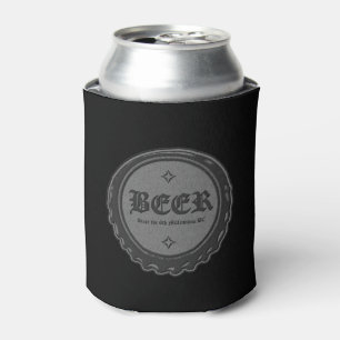 Beer Bottle Cap Grey/Black Can Cooler