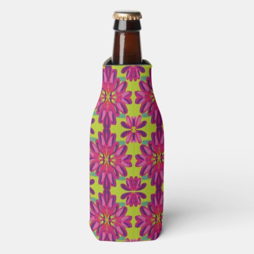 Beer bottle Cooler Flowers pattern art