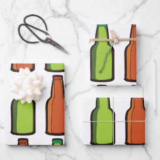Beer Bottle Drink Party Wrapping Paper Sheets