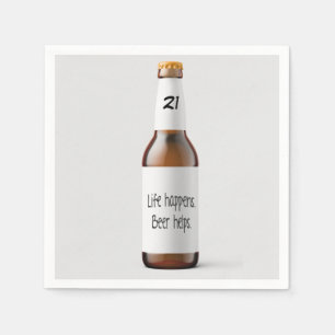 beer bottle for 21st birthday party napkins