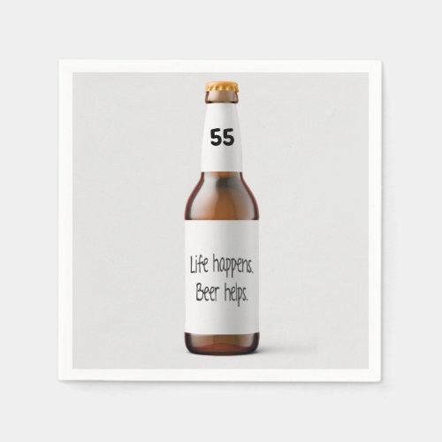 beer bottle for 55th birthday party napkins