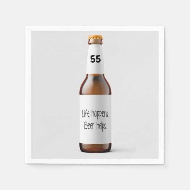 beer bottle for 55th birthday party napkins (Front)
