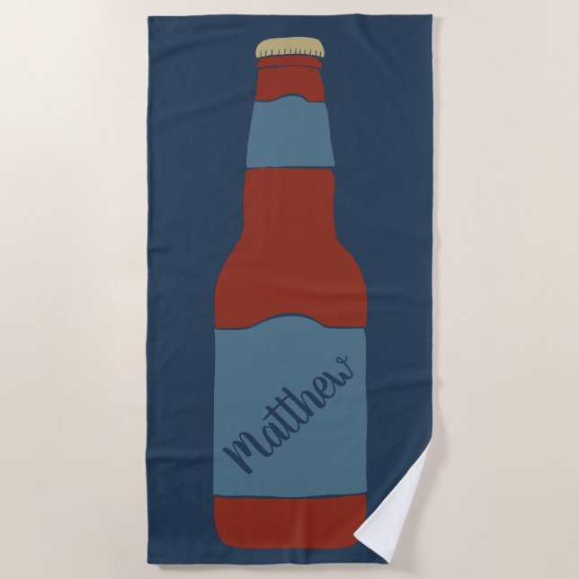 Beer Bottle Graphic Personalized Beach Towel (Front)